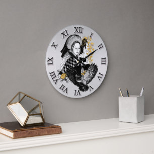 Grande Horloge Ronde Dame et hibou