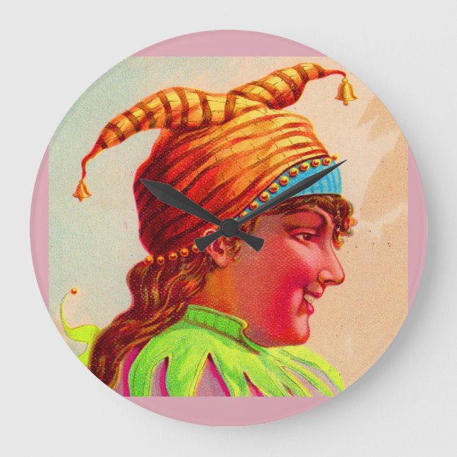 Grande Horloge Ronde Dame victorienne jester (Recto)