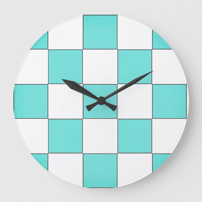 Grande Horloge Ronde Damier Cyan Vert (Recto)