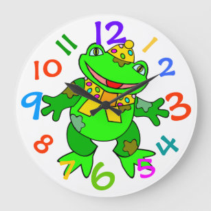 Grande Horloge Ronde Dancing Green Frog Kids