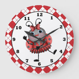 Grande Horloge Ronde Dancing Ladybug fun wall clock