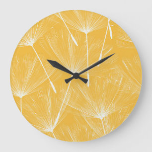Grande Horloge Ronde Dandelions vintages : Motif transparent