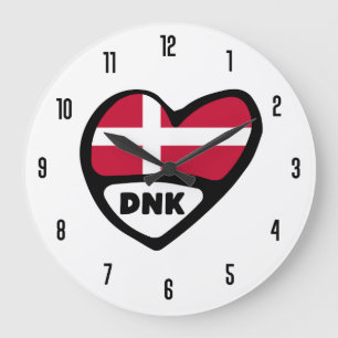 Grande Horloge Ronde Danemark Code pays DNK Coeur du drapeau