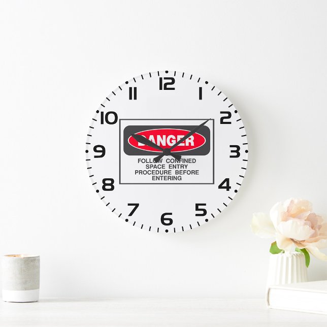 Grande Horloge Ronde Danger Confined Space Entry Safety Warning (Créateur téléchargé)