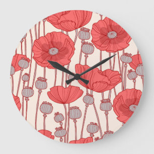 Grande Horloge Ronde Danse dans un champ de coquelicots : Rhapsodie flo