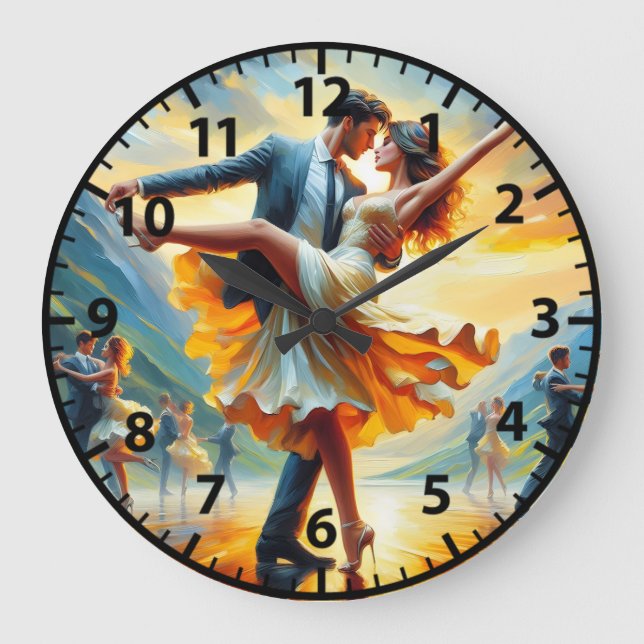 Grande Horloge Ronde Danse de salon Couple de danse swing (Recto)