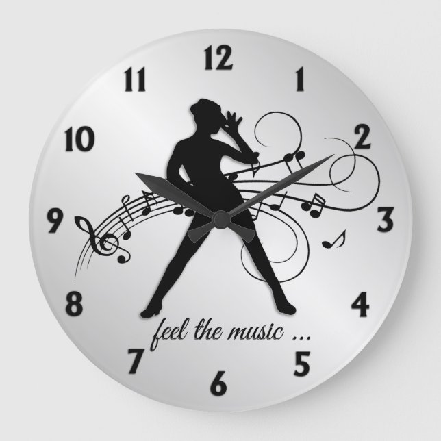 Grande Horloge Ronde Danse moderne numéros noirs (Recto)