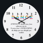 Grande Horloge Ronde Danse, multicolore<br><div class="desc">Citation Inspirationnelle,  Danse,  multicolore avec silhouettes féminines</div>