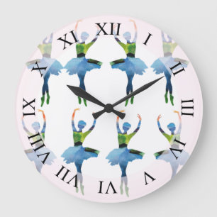 Grande Horloge Ronde Danseurs Ballerina Aquarelle Art
