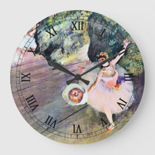 Grande Horloge Ronde Danseuse avec un bouquet de fleurs par Edgar Degas