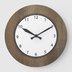 Grande Horloge Ronde Dark Beach Wood Black Numbers