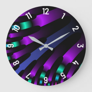 Grande Horloge Ronde Dark beautiful colors neon glowing ribbon stripes