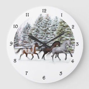 Grande Horloge Ronde Dashing Through the Snow - Running Horses