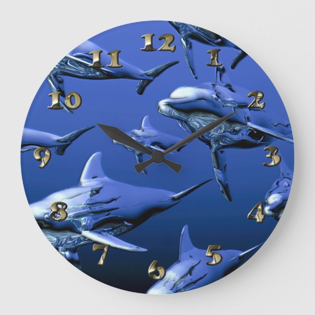 Grande Horloge Ronde Dauphin bleu (Recto)
