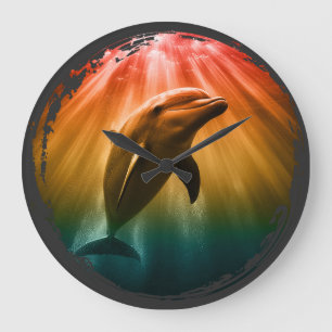 Grande Horloge Ronde dauphin été mer océan coucher de soleil