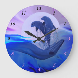 Grande Horloge Ronde Dauphins au clair de lune