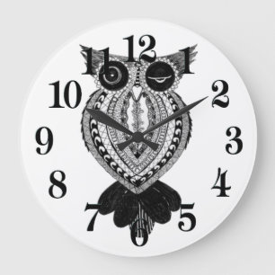 Grande horloge ronde de hibou Flirty