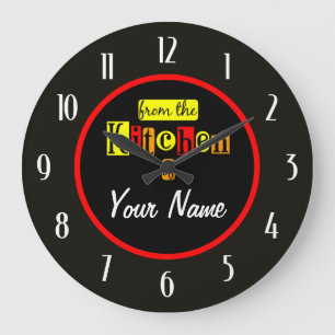 Grande Horloge Ronde De la cuisine de avec des chiffres blancs sur fond