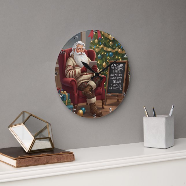 Grande Horloge Ronde Dear Santa Less Meetings (Bureau)