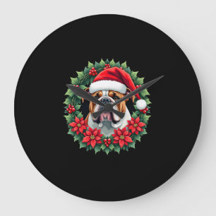 Grande Horloge Ronde Débardeur drôle de Noël Bouledogue Anglais