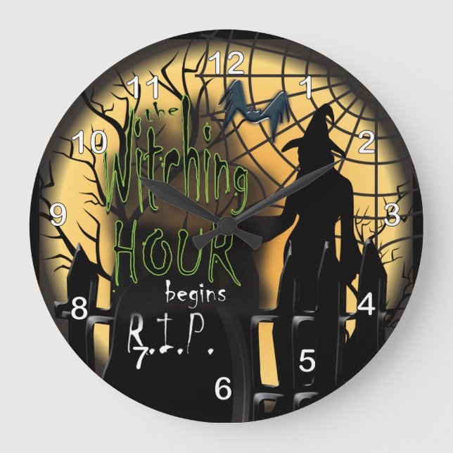 Grande Horloge Ronde Début de l'heure de sorcière - Halloween (Recto)