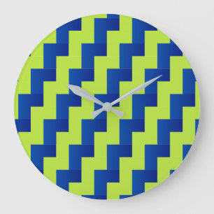 Grande Horloge Ronde Décalage bleu et vert