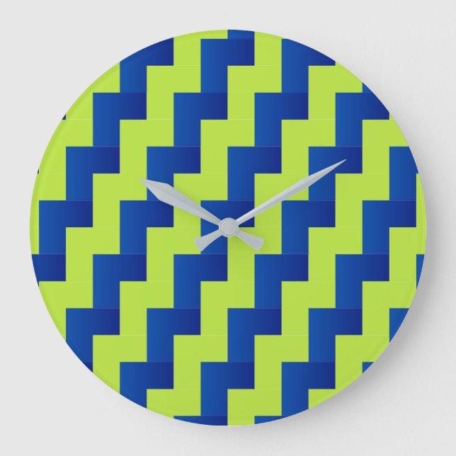 Grande Horloge Ronde Décalage bleu et vert (Recto)