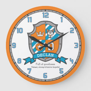 Grande Horloge Ronde Declan nom garçons signifiant chevaliers bouclier 