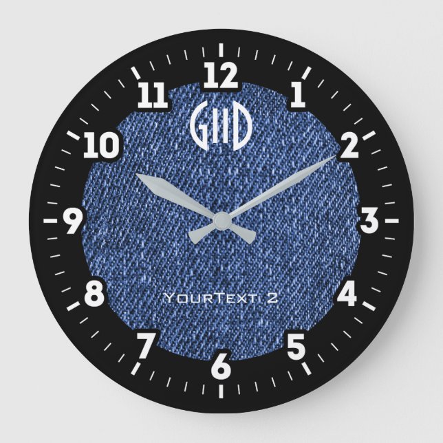 Grande Horloge Ronde Décontracté Denim Blue Jeans Style sur une (Recto)