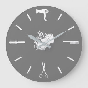 Grande Horloge Ronde Décor de mur de styliste en coiffure