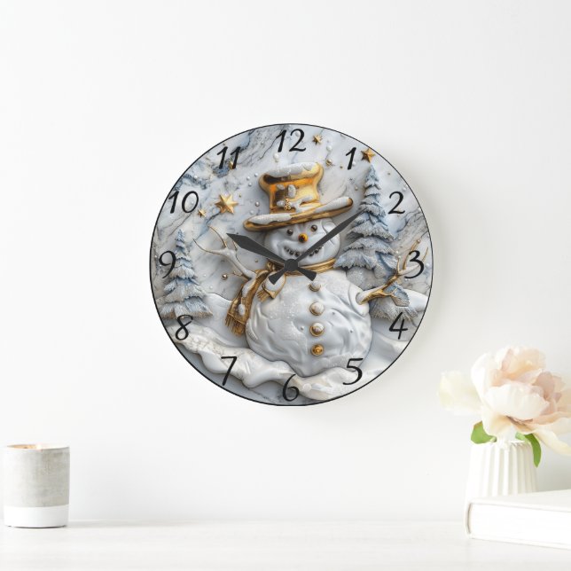 Grande Horloge Ronde Décor de Noël Snowman cosy (Maison)