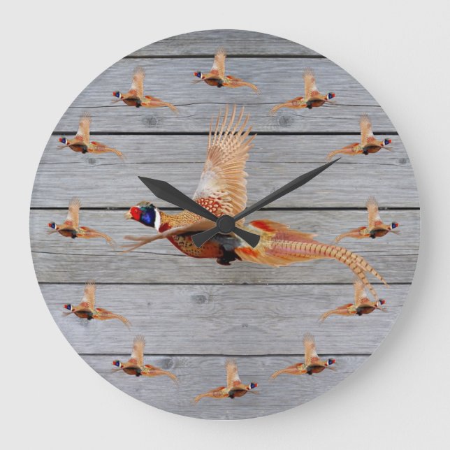 Grande Horloge Ronde Décor du mur de chasse de faisan (Recto)