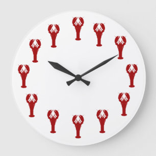 Grande Horloge Ronde Décor du mur de homard rouge de fruits de mer