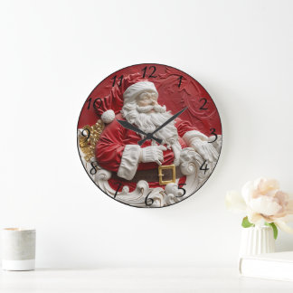Grande Horloge Ronde Décor du Père Noël lunatique pour la joie festive