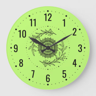 Grande Horloge Ronde Décor moderne inspiré par la nature - Vert extérie