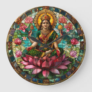 Grande Horloge Ronde Décor Spirituel Hindu