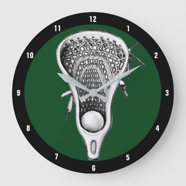 Grande Horloge Ronde Décor sportif Lacrosse (Recto)