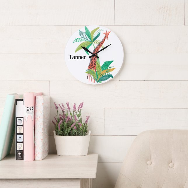 Grande Horloge Ronde Décor sur le thème de la jungle (Salle de lecture)