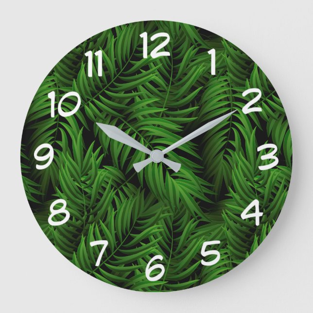 Grande Horloge Ronde Décor Tropical Palm Tree (Recto)