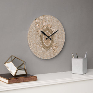 Grande Horloge Ronde Décor vintage de mur botanique pour la maison ou l