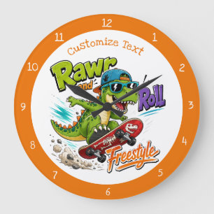Grande Horloge Ronde Décoration de chambre d'enfants dinosaure planche