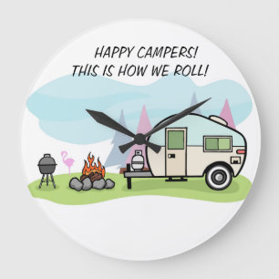 GRANDE HORLOGE RONDE DÉCORATION DE TERRAIN DE CAMPING DE CAMPEURS