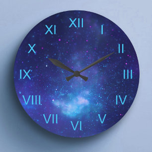Grande Horloge Ronde Deep Blue Galactic Center Aqua roman Numerals