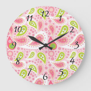 Grande Horloge Ronde Défilé de Paisley rose
