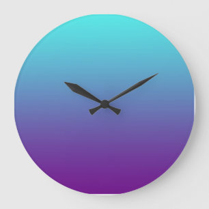 Grande Horloge Ronde Dégradé de fond simple Turquoise Bleu Violet