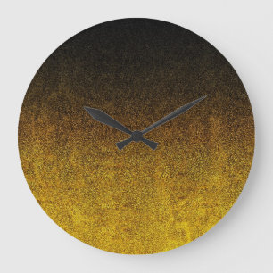 Grande Horloge Ronde Dégradé de Parties scintillant jaune et noire