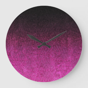 Grande Horloge Ronde Dégradé de Parties scintillant rose et noire