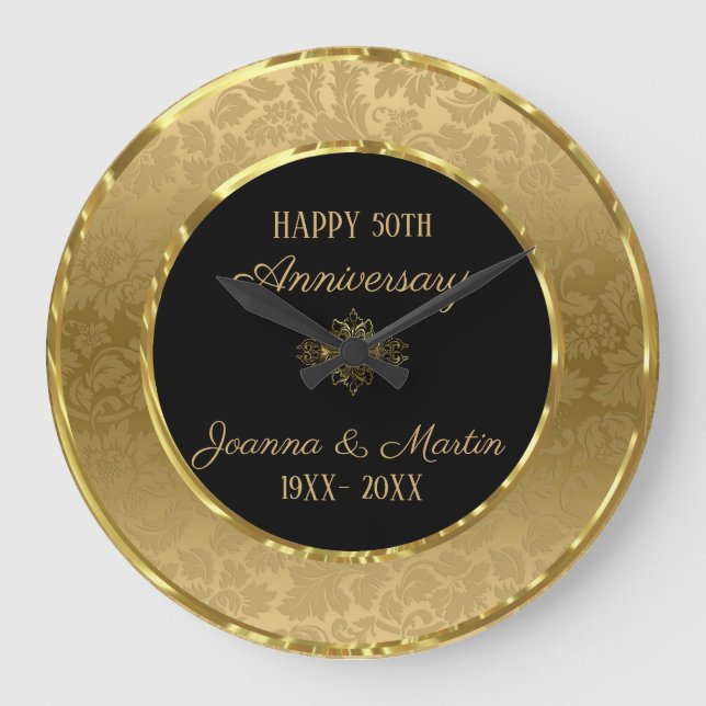 Grande Horloge Ronde Dégradé doré damassé et tourbillon (Recto)