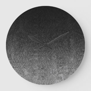 Grande Horloge Ronde Dégradé en argent et en Parties scintillant noire