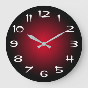 Grande Horloge Ronde Dégradé radial noir et rouge